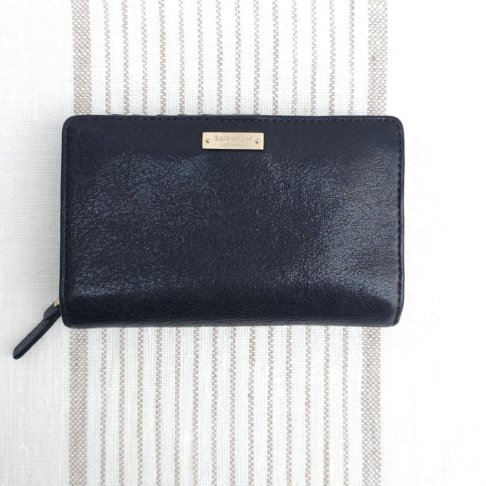 Kate Spade Wallet Womens Black Leather bifold Snap ID Card change pocket coin